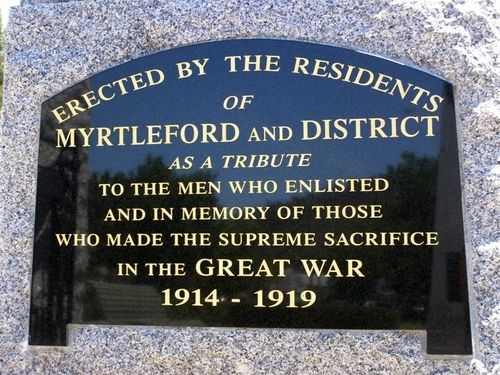 Detail of Plaque on Myrtleford War Memorial