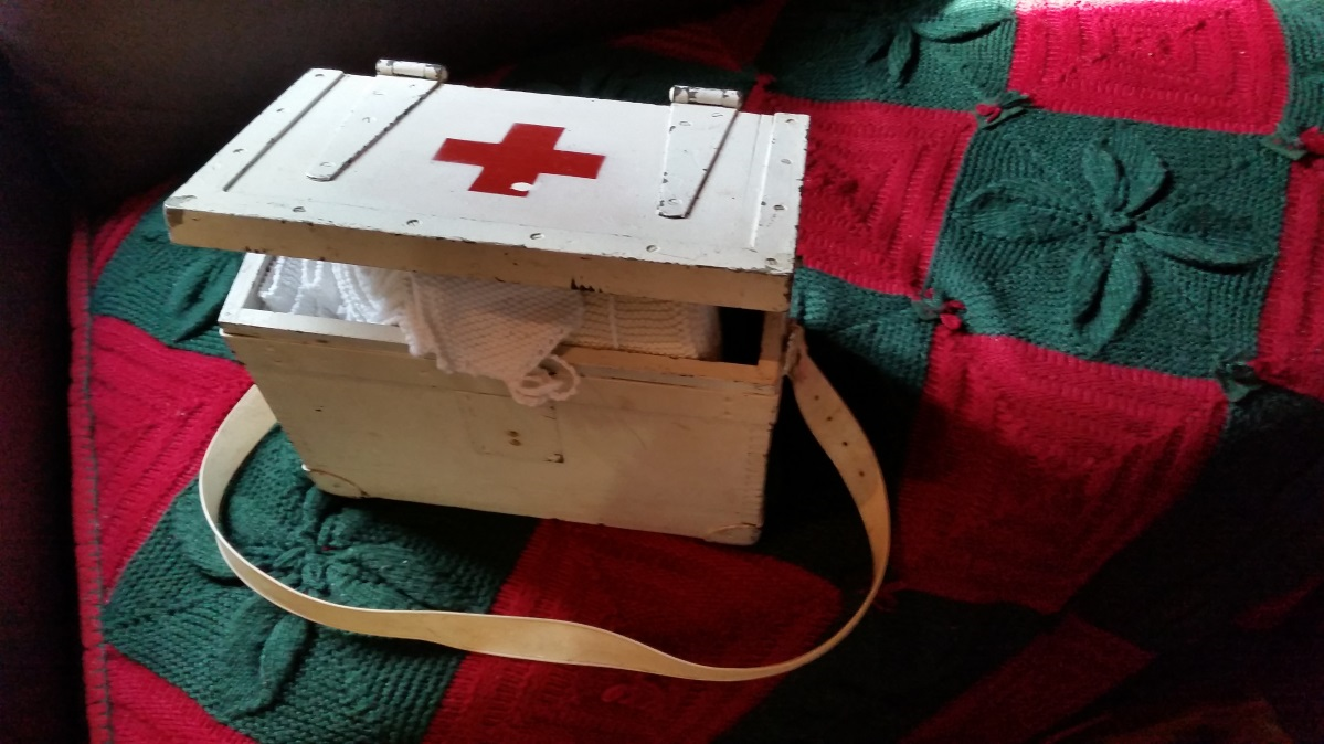 Ammunition box re-purposed as a first aid kit