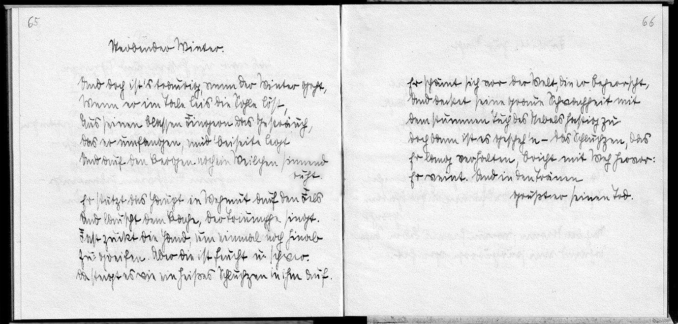 A page from a poem handwritten in gothic script by Otto’s daughter, Ursula